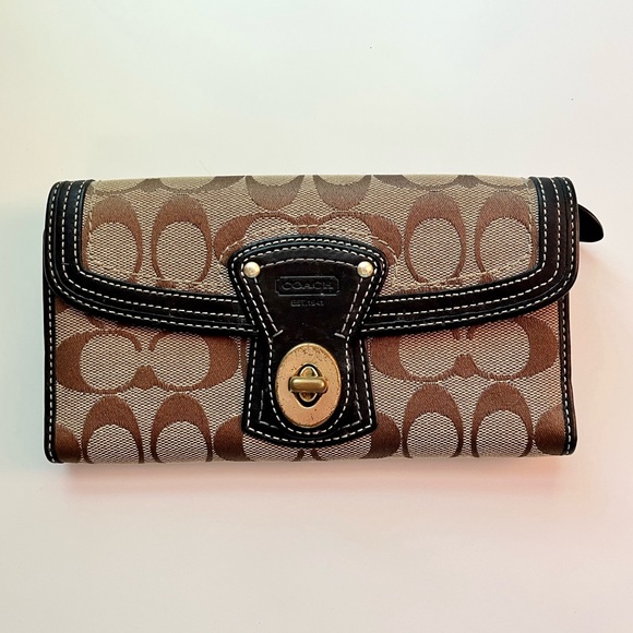 Coach Handbags - Coach Signature Turn Lock Wallet
